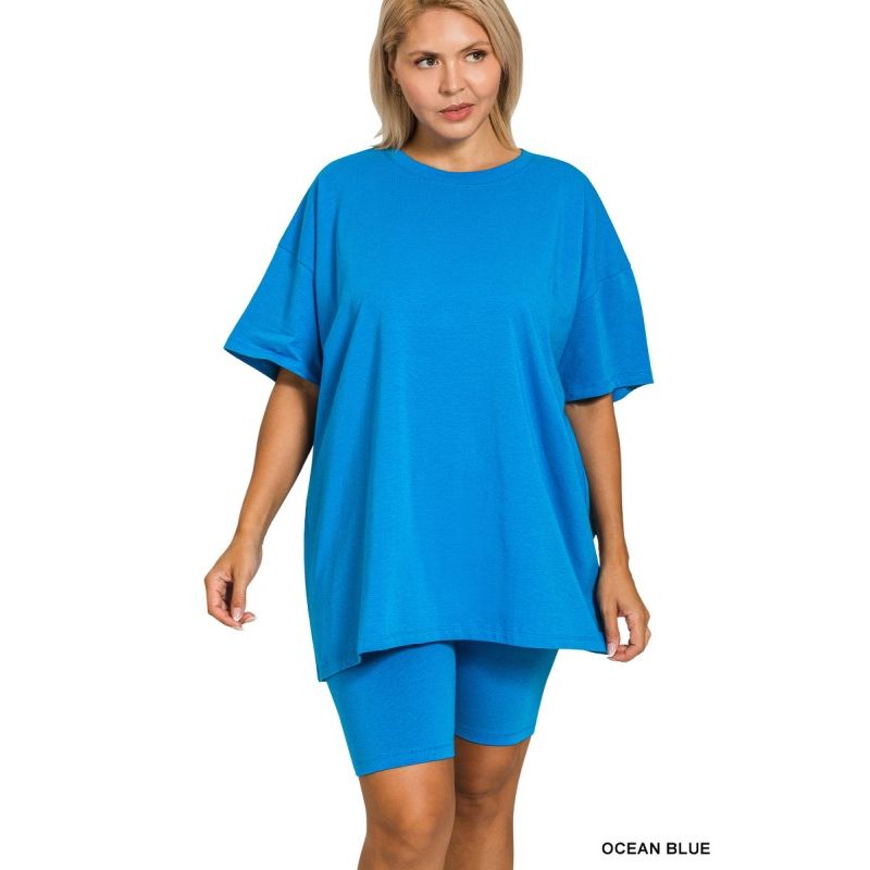 Plus Size Top and Bike Shorts Set
