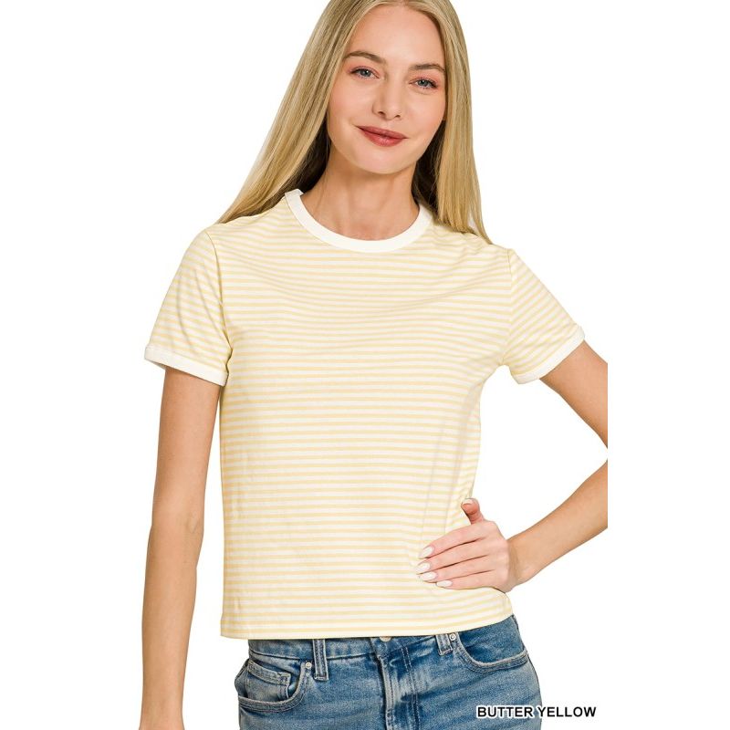 Striped Rib Banded Tee
