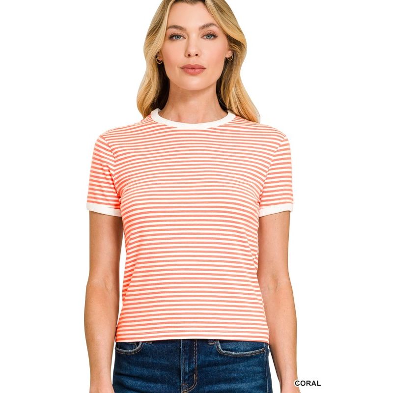 Striped Rib Banded Tee