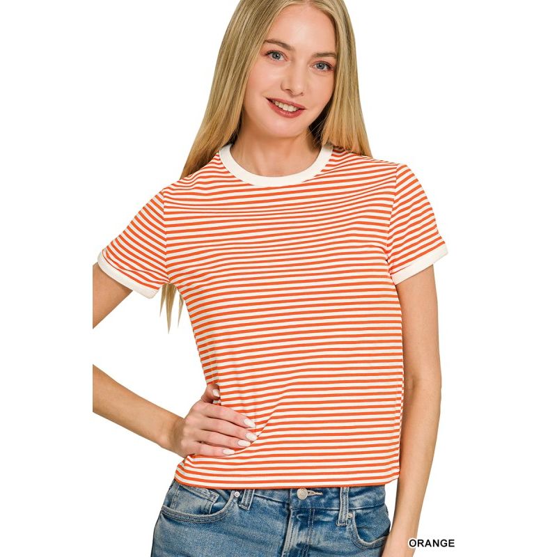 Striped Rib Banded Tee