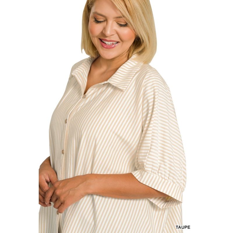 Plus Stripe Button Down Shirt
