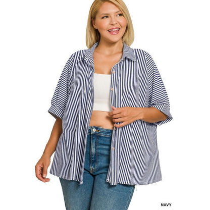 Plus Stripe Button Down Shirt