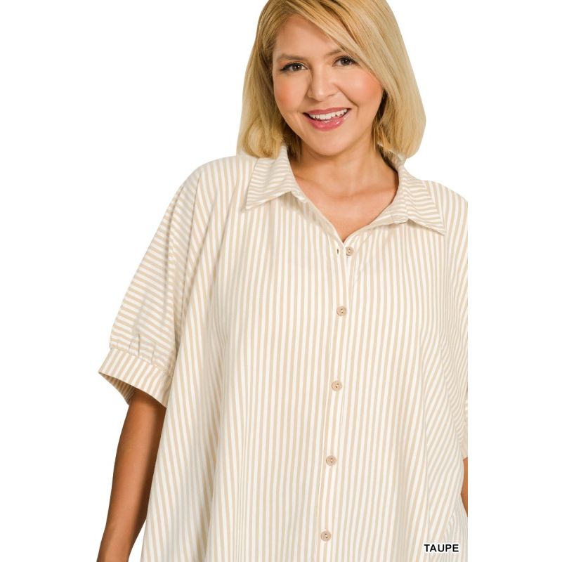 Plus Stripe Button Down Shirt