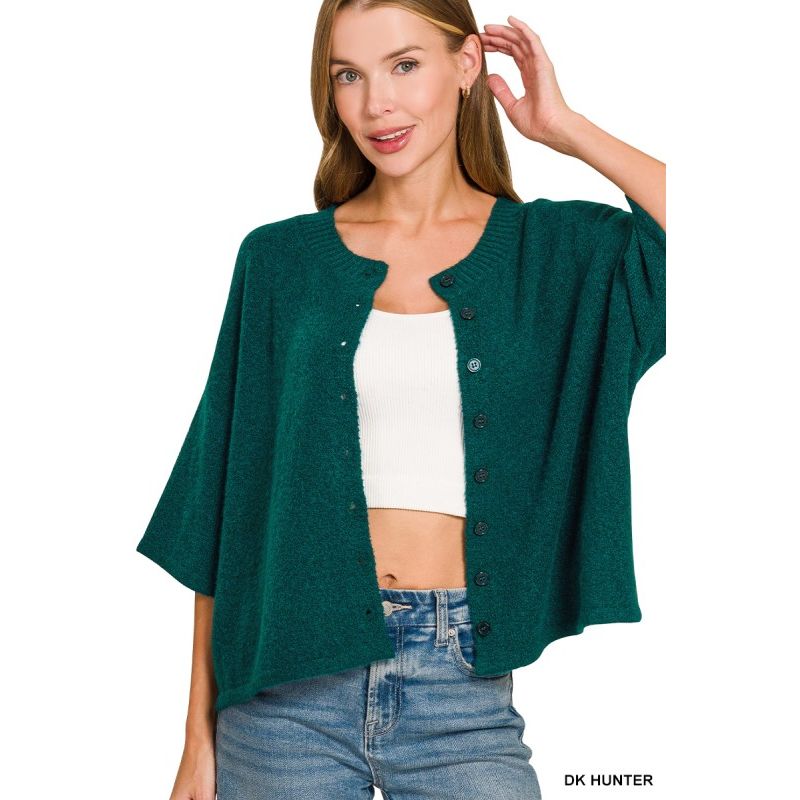Wool Blend Half Sleeve Cardigan