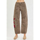 Barrel Rose Embroidered Leopard Print Pants