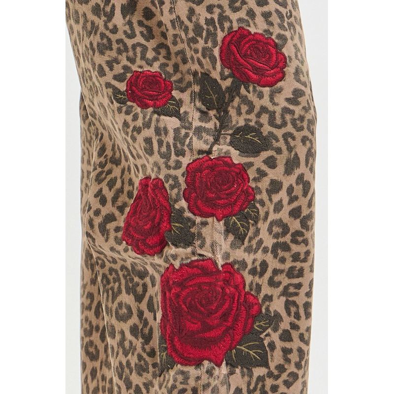 Barrel Rose Embroidered Leopard Print Pants