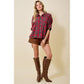 Holiday Plaid Collared Shirt Top