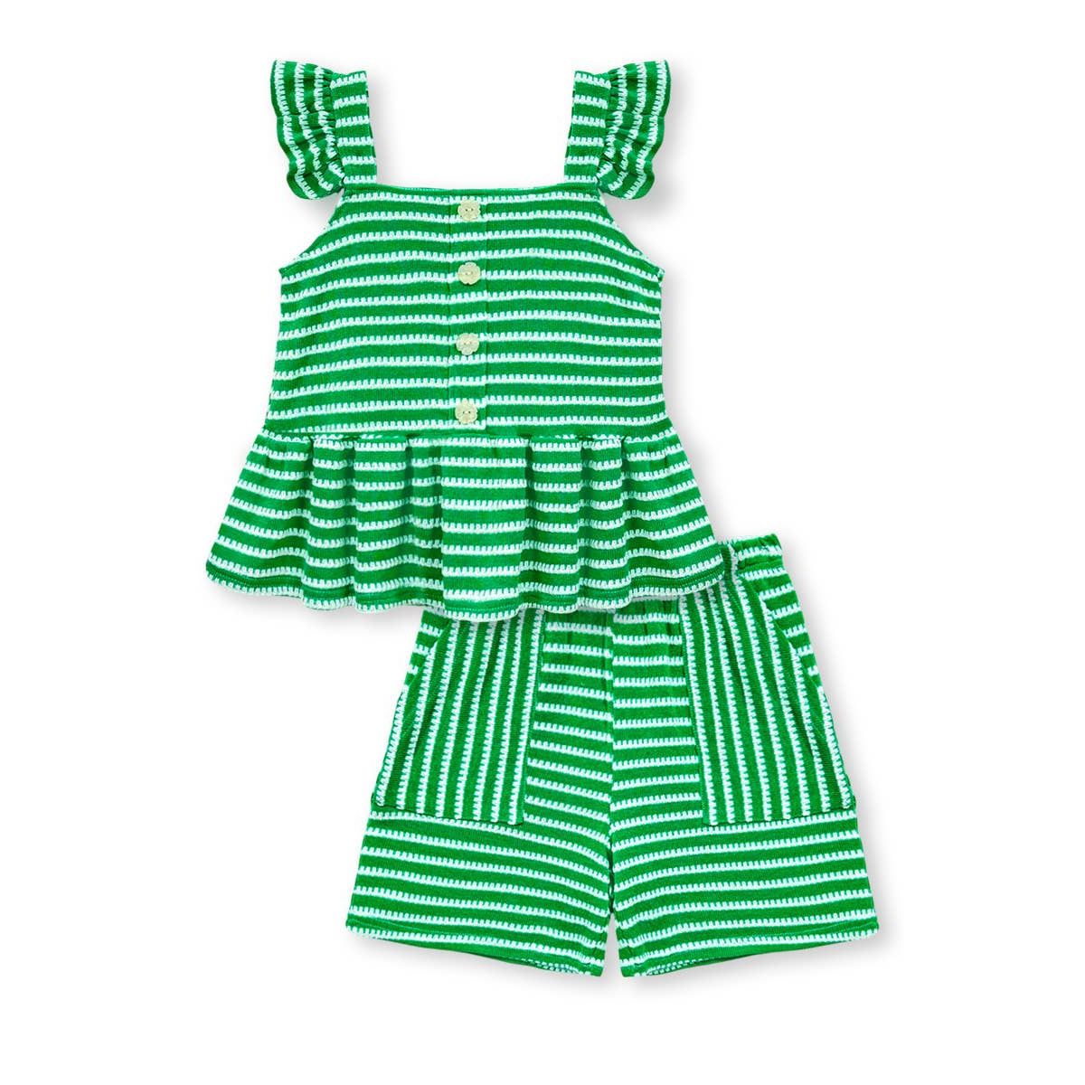 Girl's 2 pc Striped Short Set