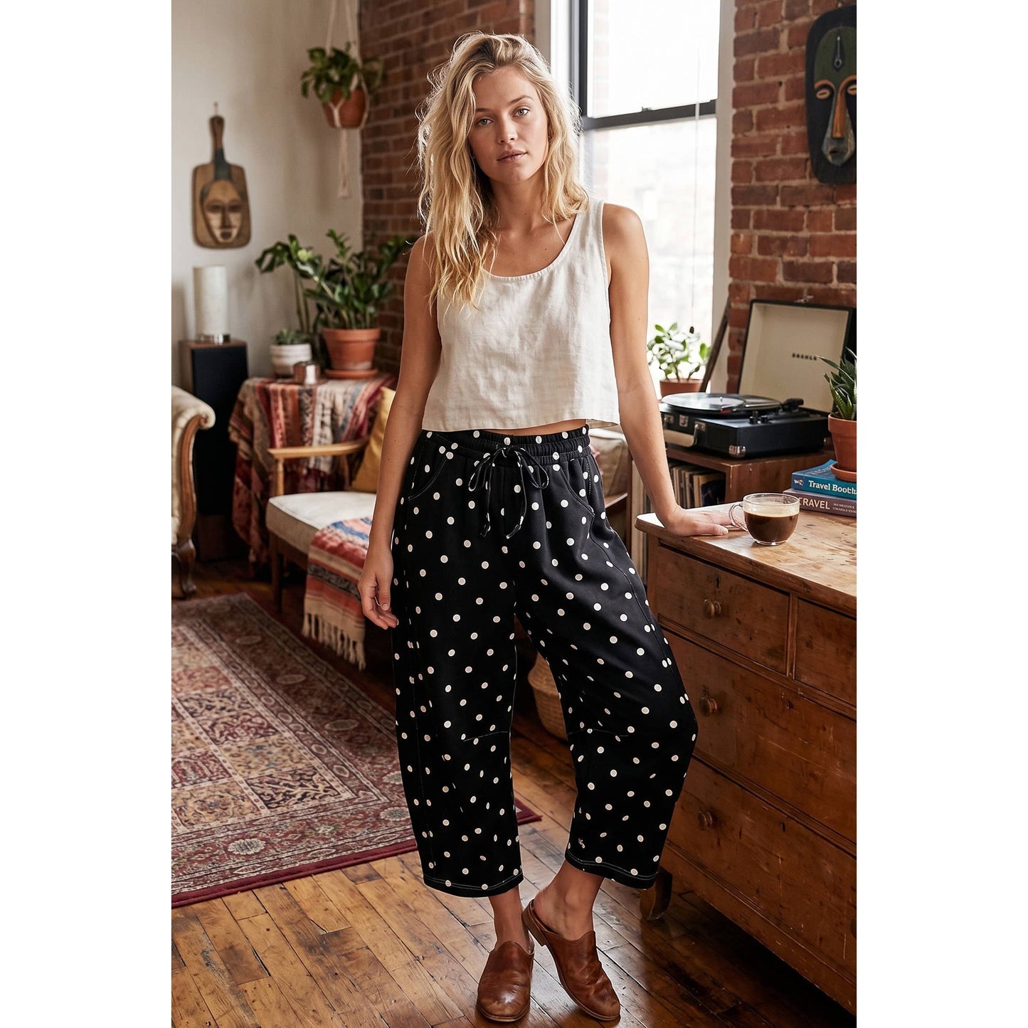 Polka Dot Scuba Barrel Pants