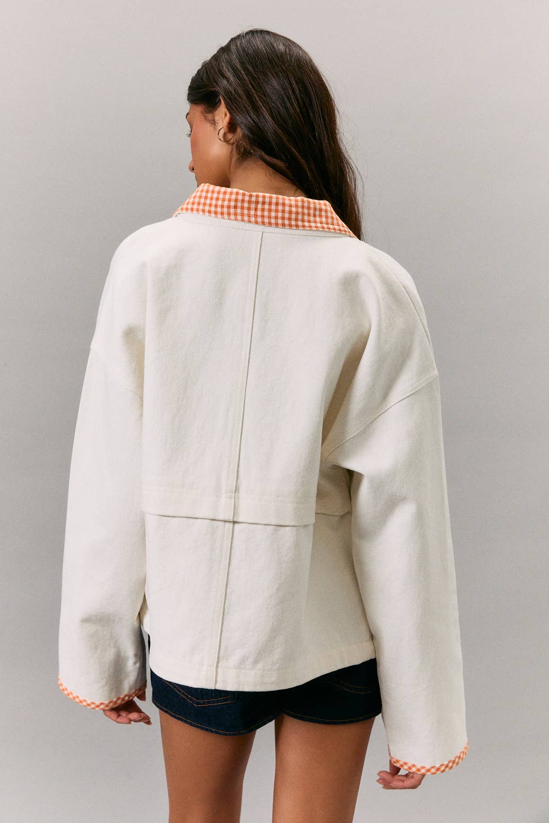 Orange Gingham Barn Jacket