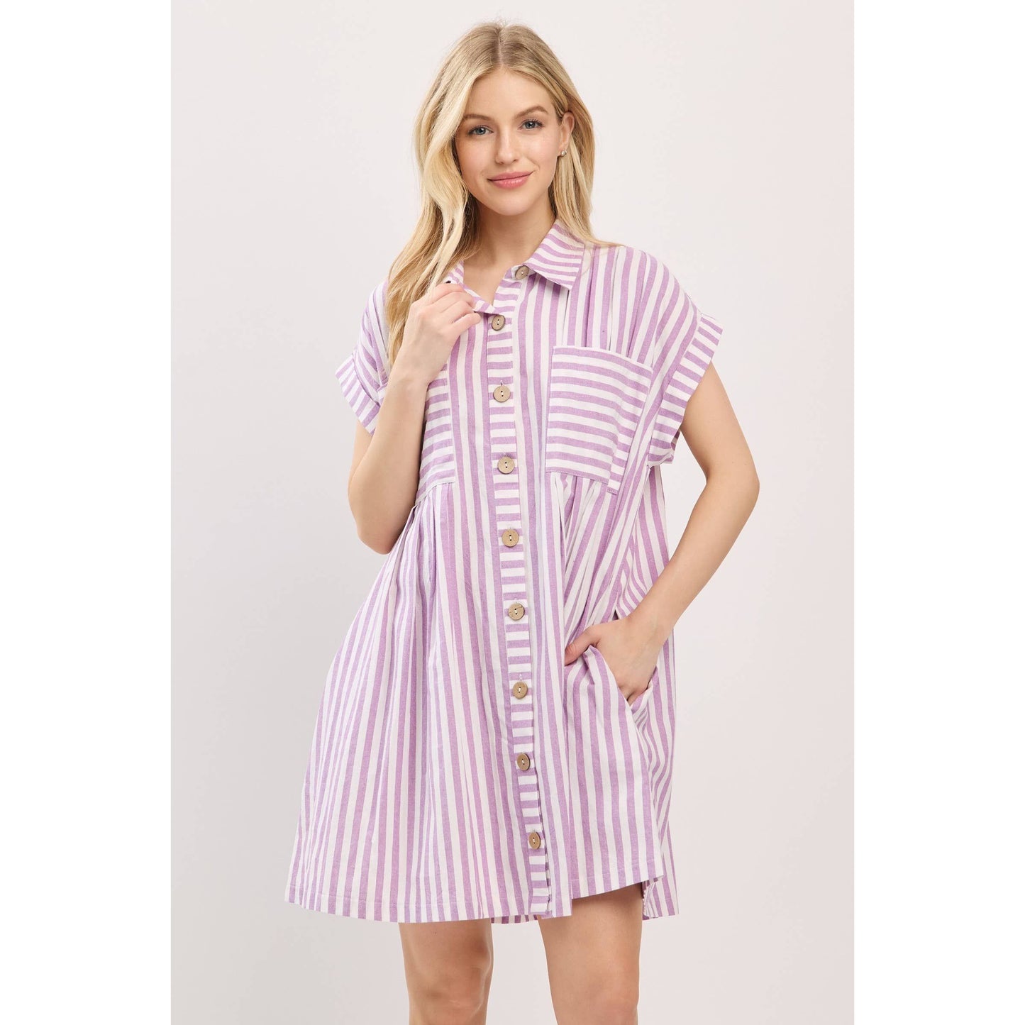COTTON STRIPED TUNIC DRESS