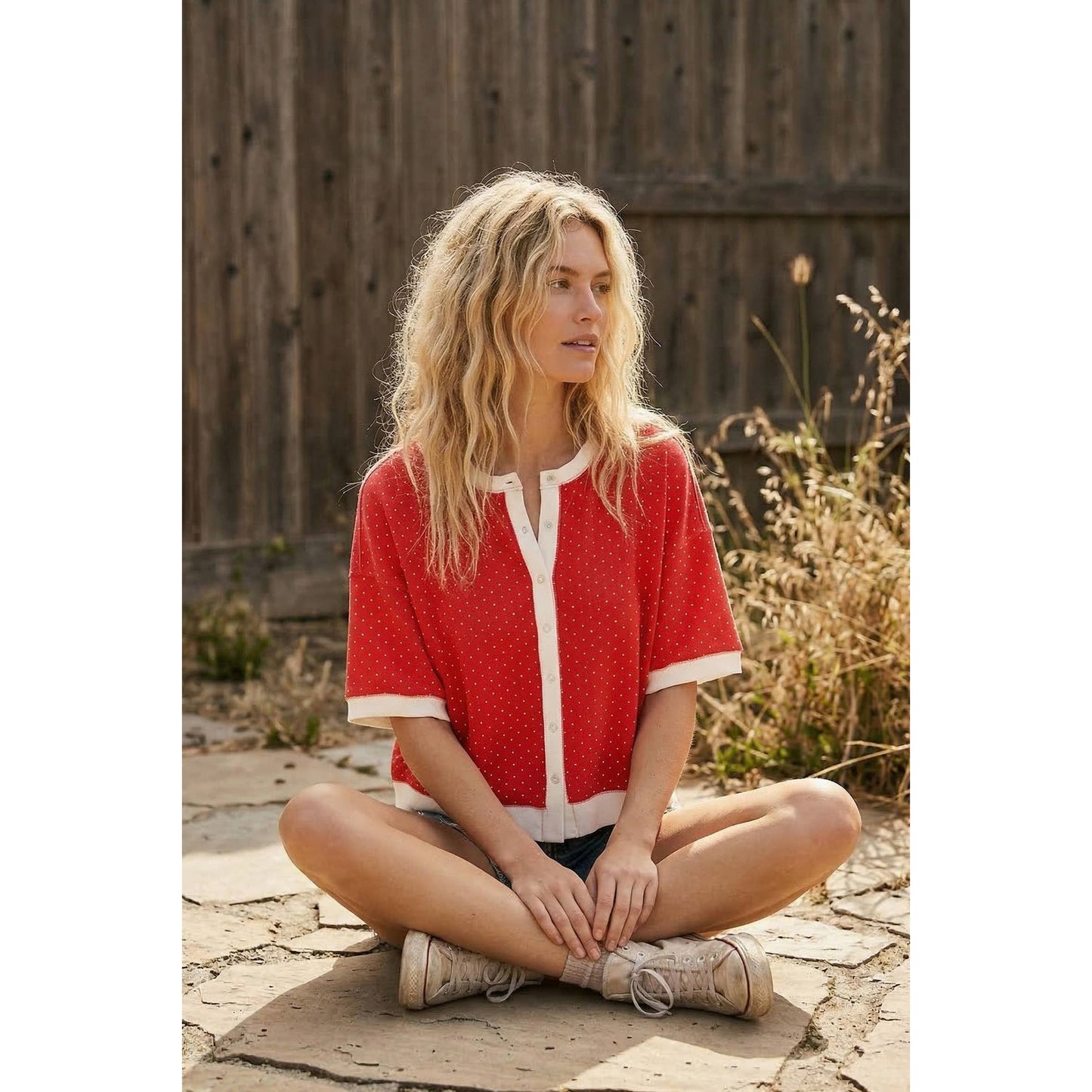 Relaxed Fit Polka Dot Top