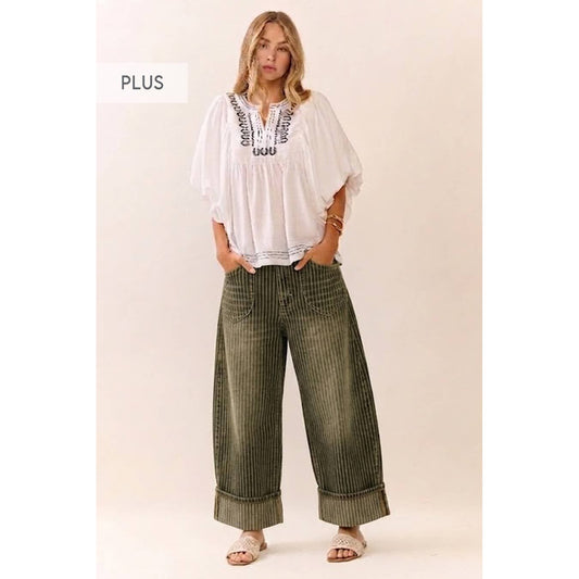 Plus Striped Barrel Carpenter Pants