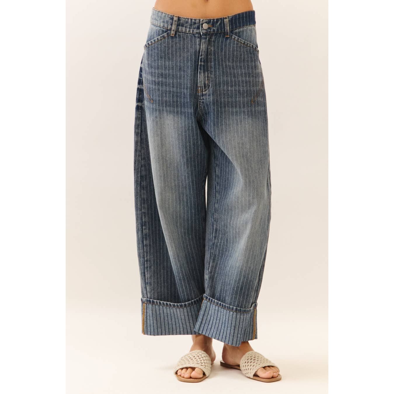 Plus Striped Barrel Carpenter Pants
