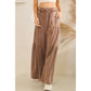 WASHED TIERED WIDE-LEG DRAWSTRING PANTS