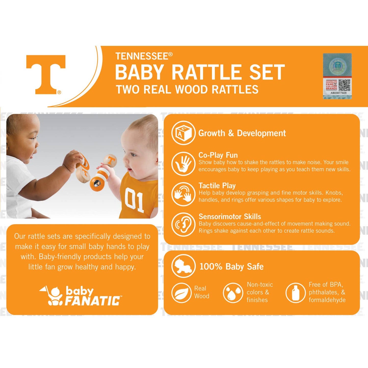 Tennessee Baby Rattles 2-Pack