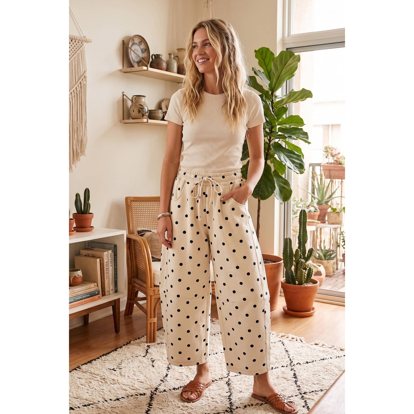 Polka Dot Scuba Barrel Pants