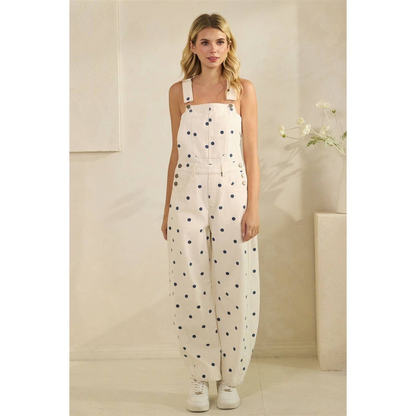 Relaxed Chic Polka Dot Overalls