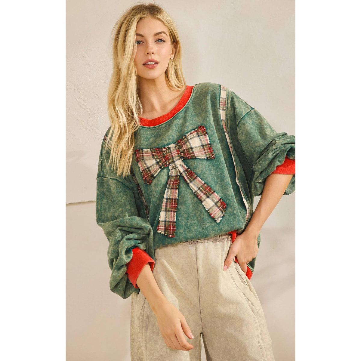 THE MERRY MINERAL-WASH BOW PULLOVER