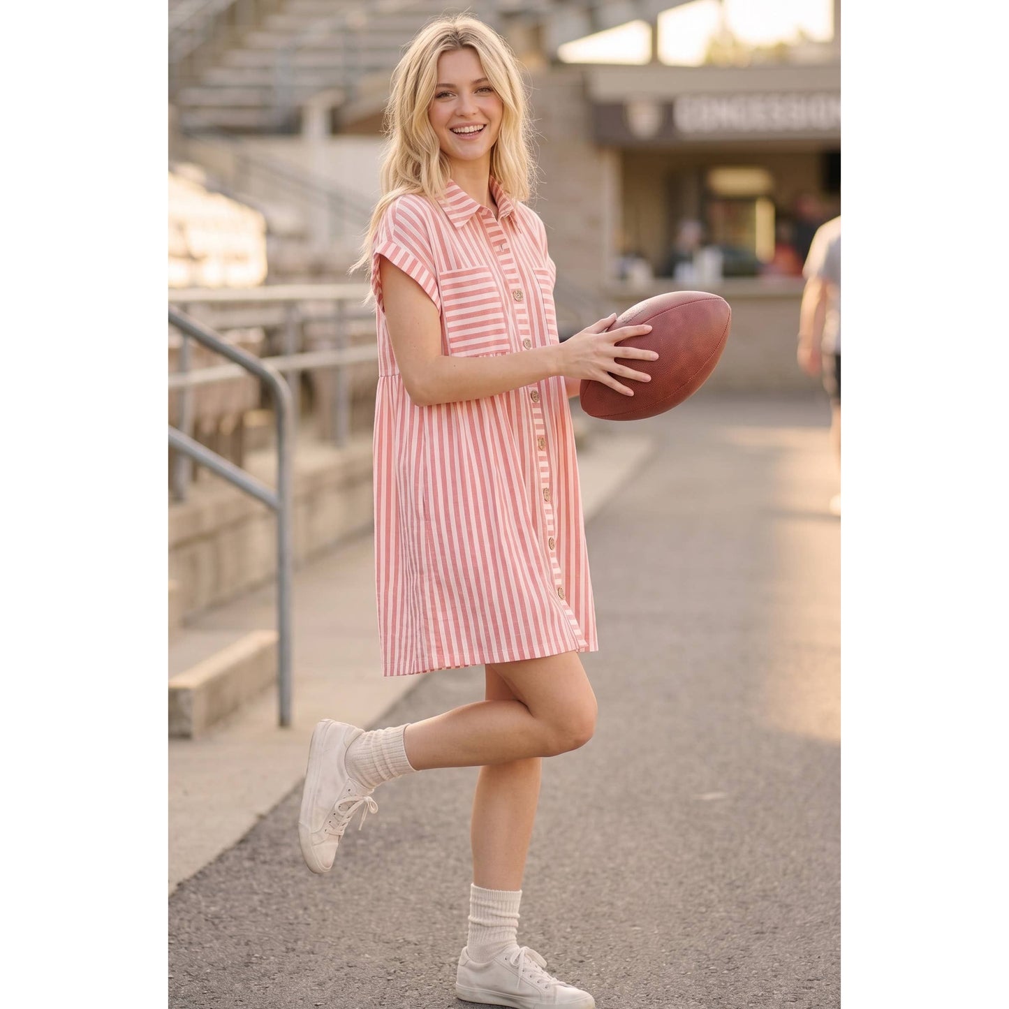 COTTON STRIPED TUNIC DRESS
