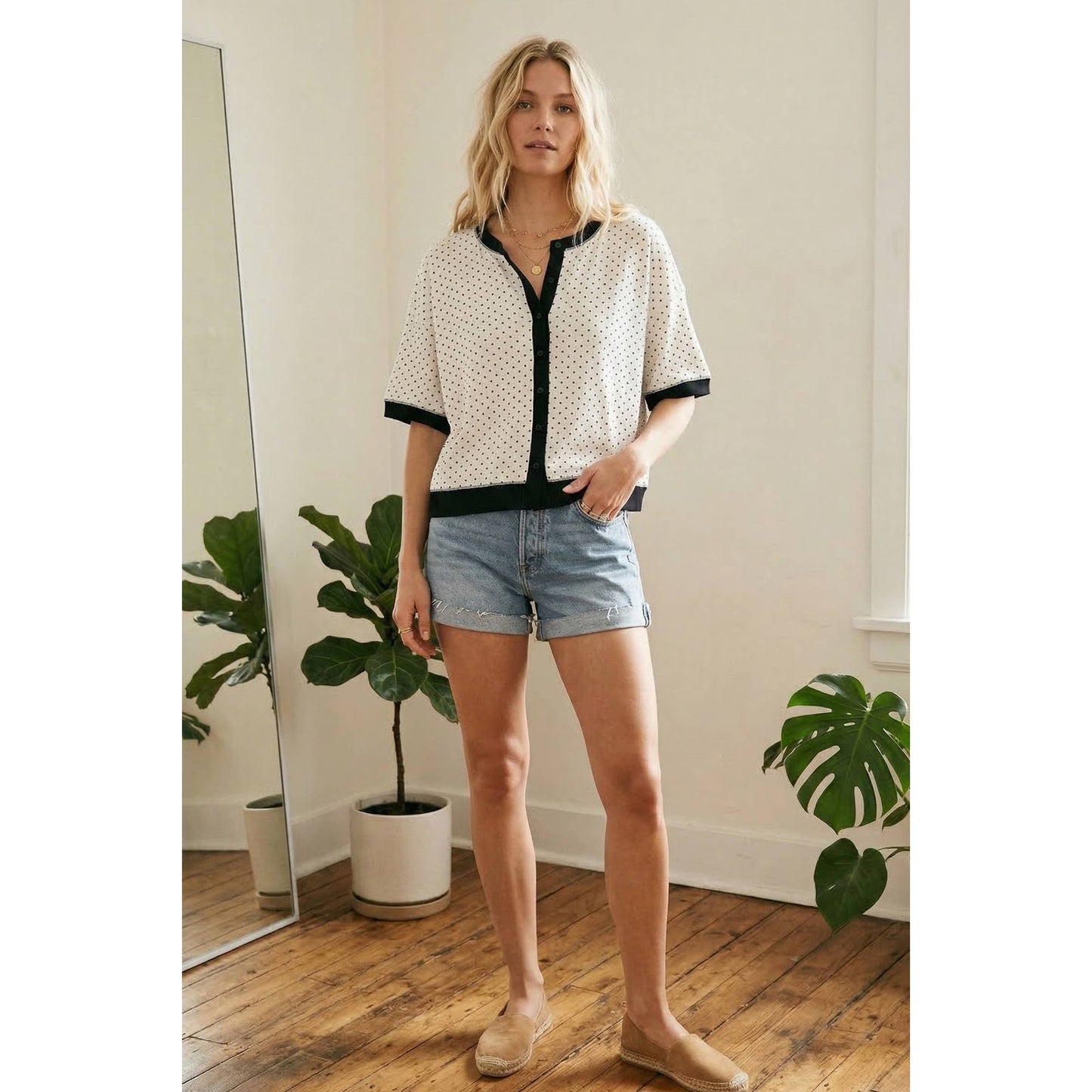 Relaxed Fit Polka Dot Top