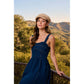CORSET SEAM DETAIL DENIM MIDI DRESS