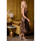 Bustier Leopard Midi Dress With Rhinestone