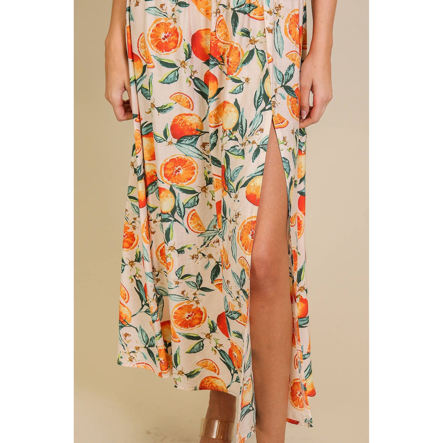 Strapless Citrus Print Maxi