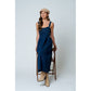 CORSET SEAM DETAIL DENIM MIDI DRESS