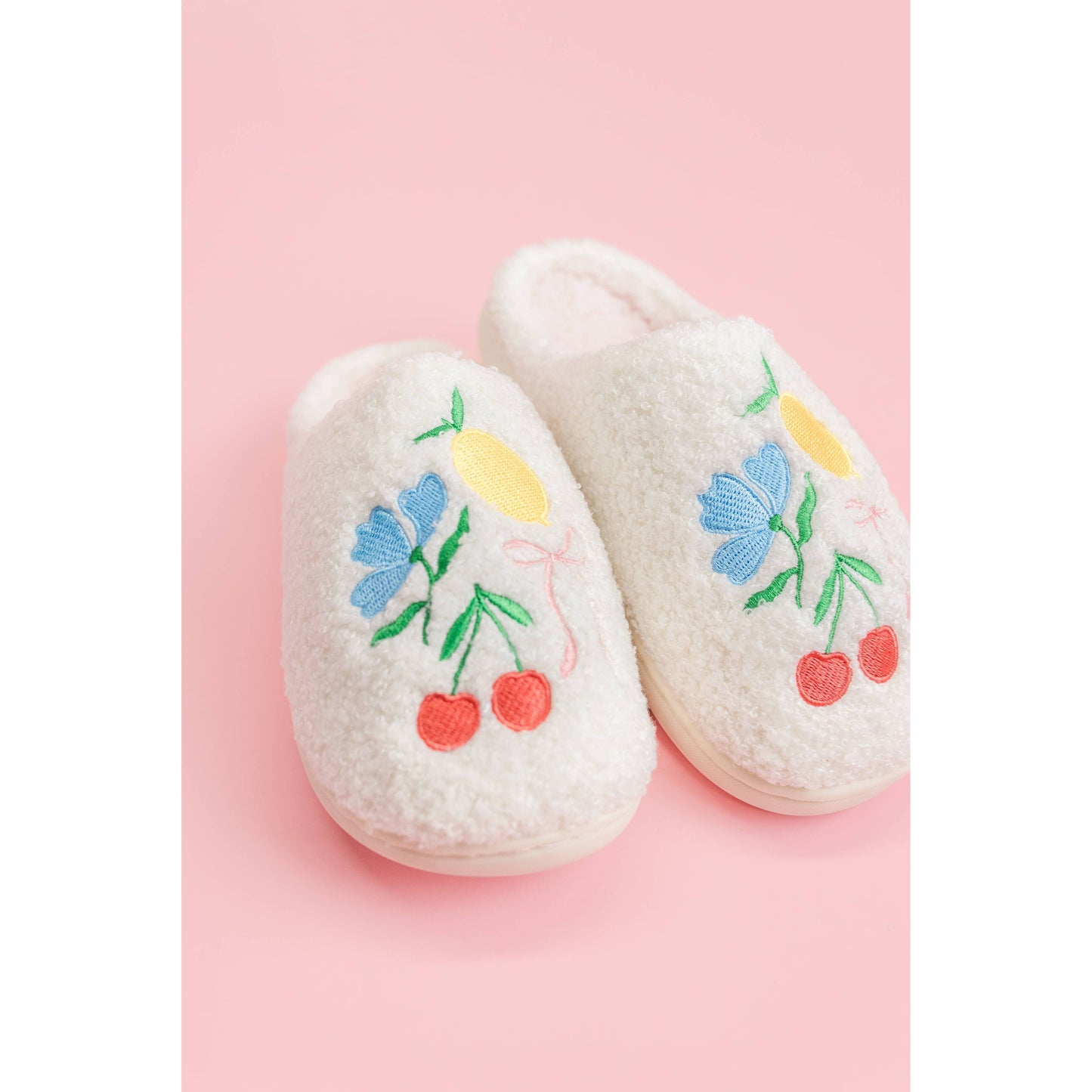Fruit Cocktail Embroidery Slippers