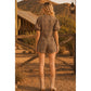 Leopard Print Denim Romper With Pleat And Tie