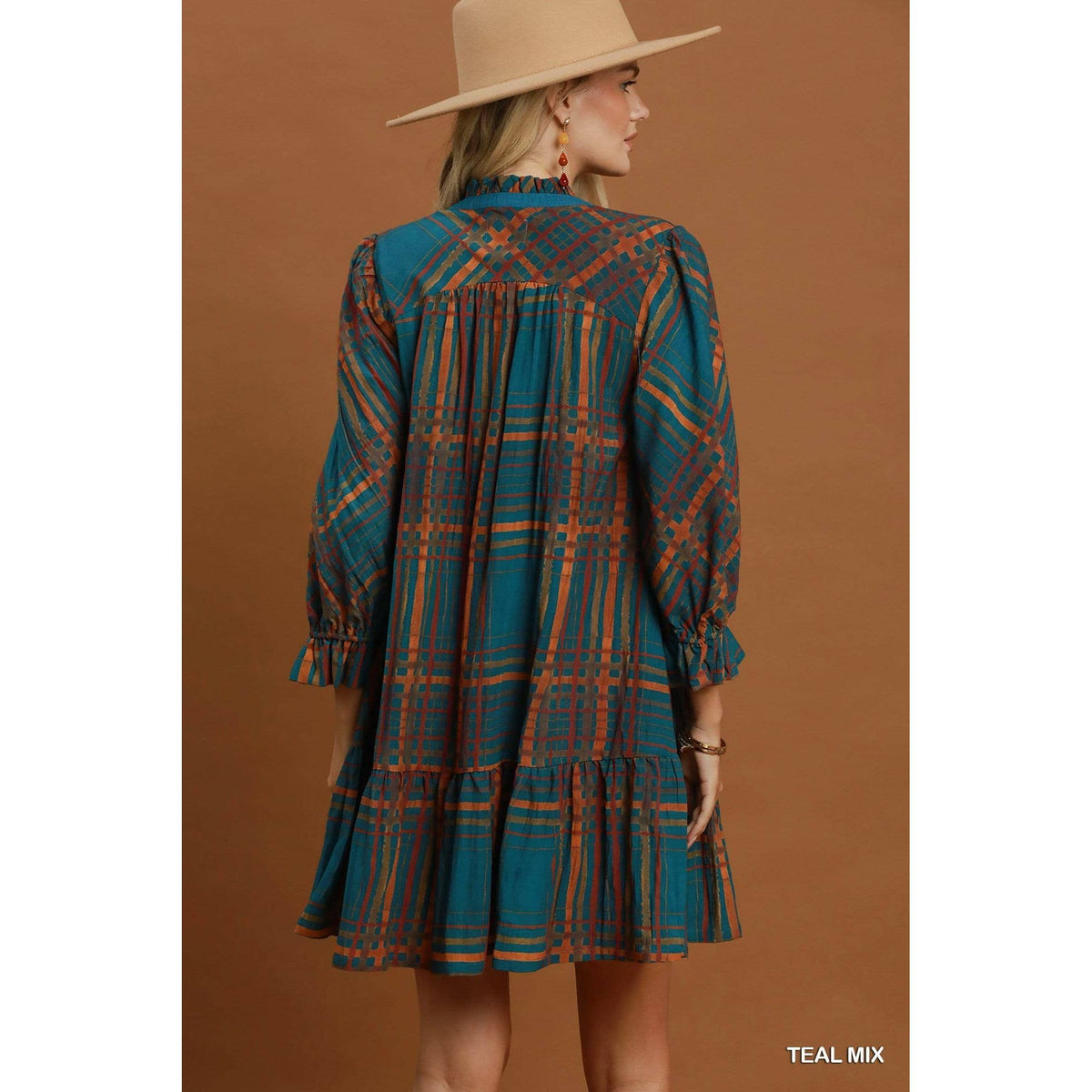 Mix Plaid Tiered Babydoll Dress
