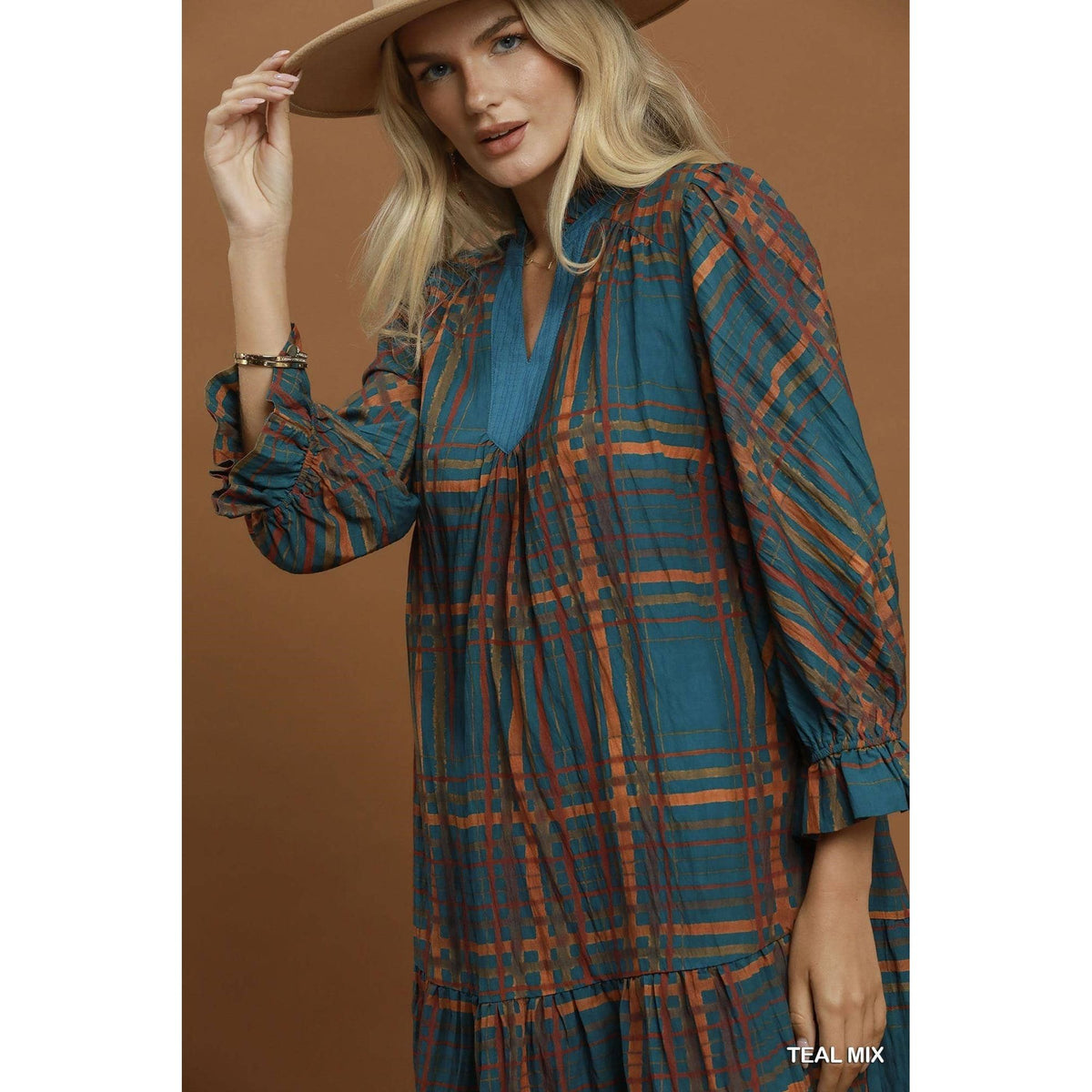 Mix Plaid Tiered Babydoll Dress