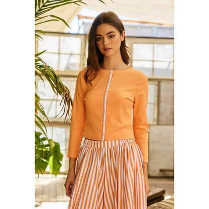 Trim Button-Down Ribbed Top