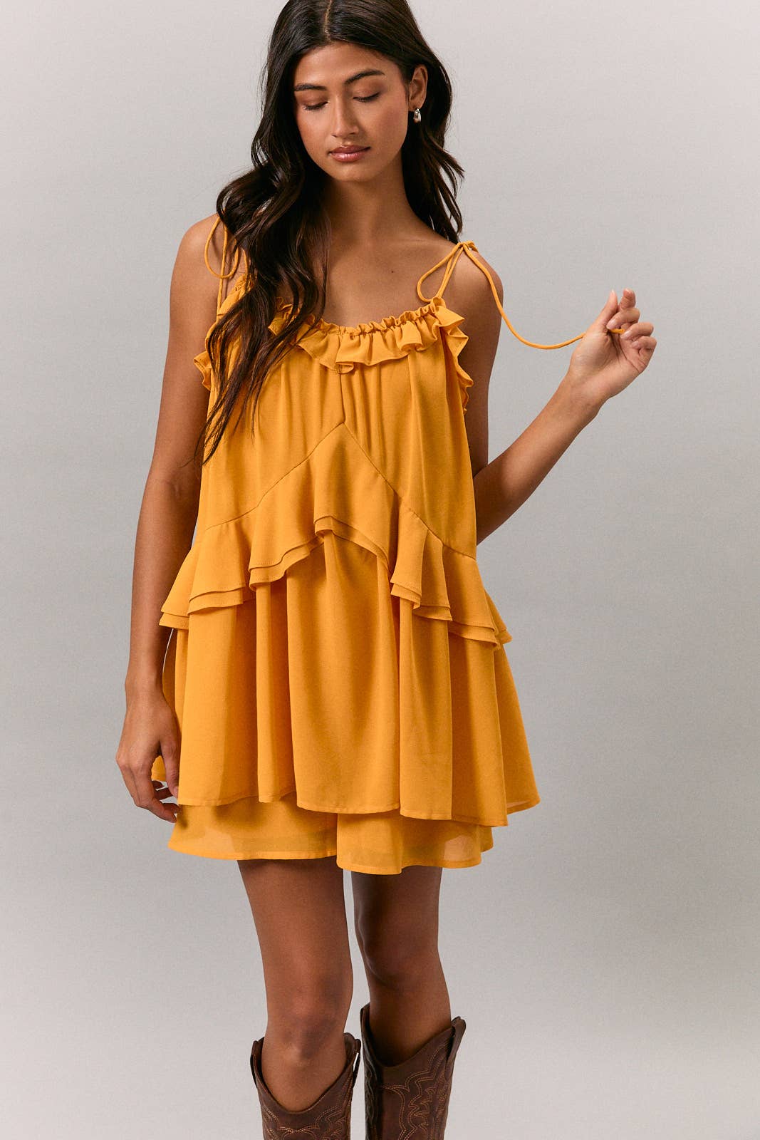 RUFFLE  TIE FLARE ROMPER