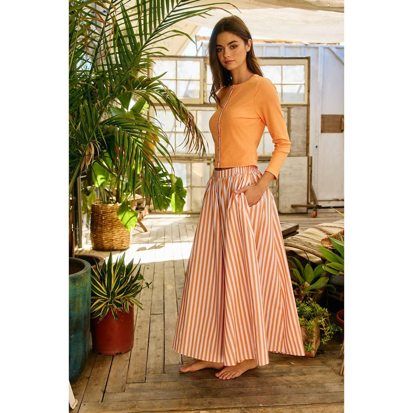 Striped Gaucho Pants
