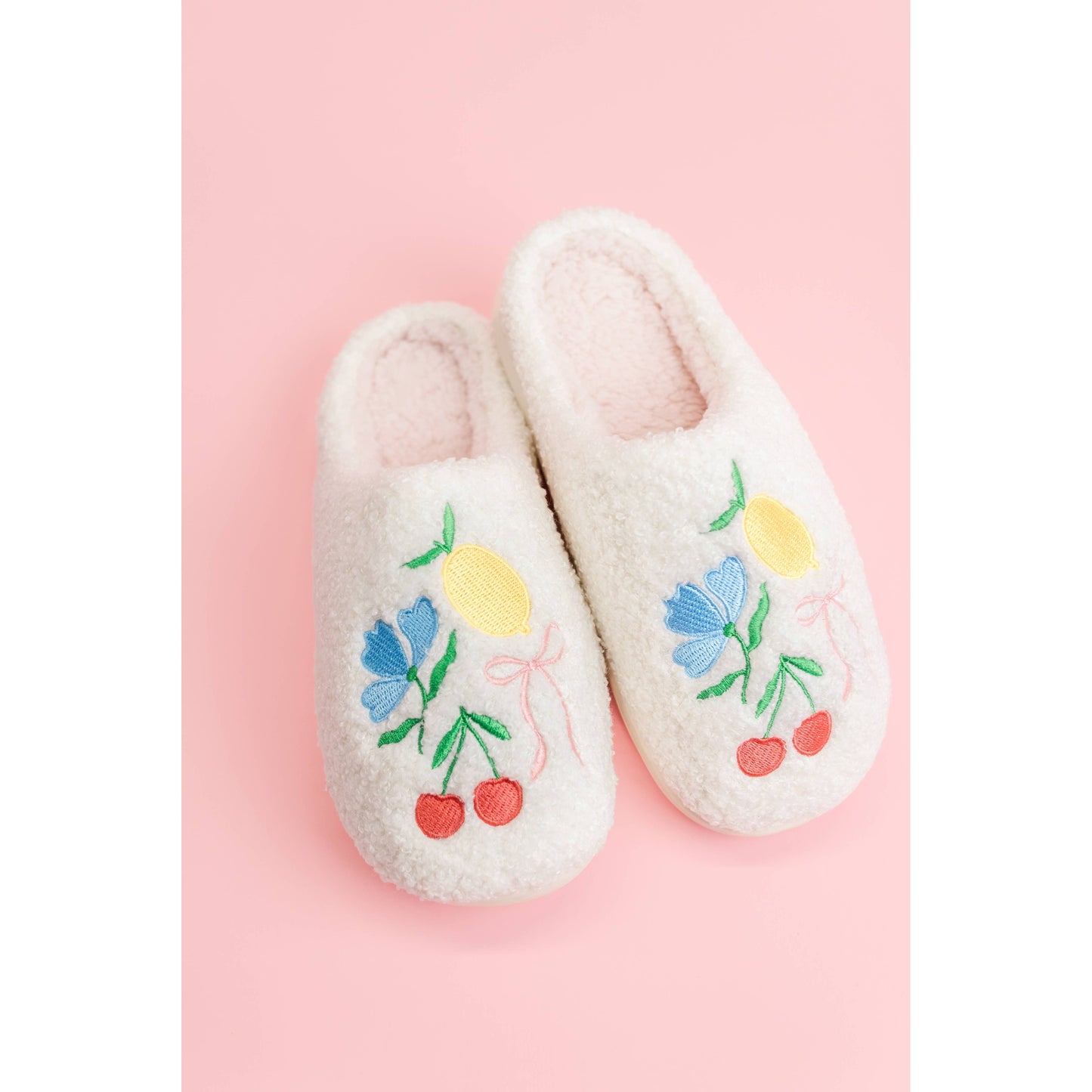 Fruit Cocktail Embroidery Slippers