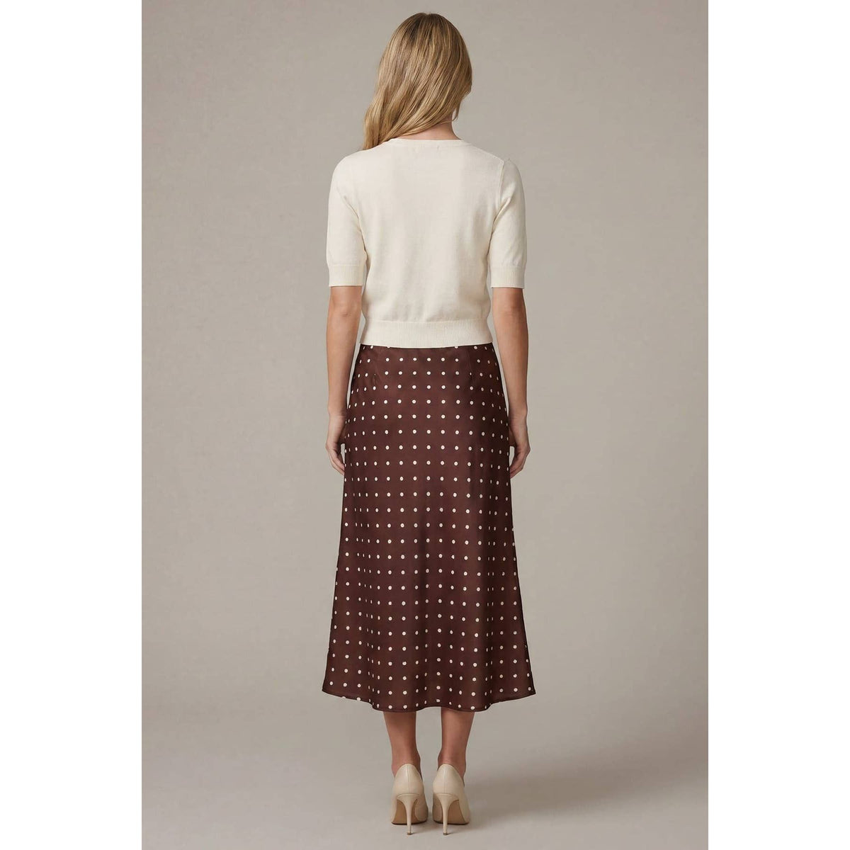 Polka Dot Print Midi Skirt