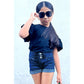 Girls Denim Shorts w/ 3 Buttons