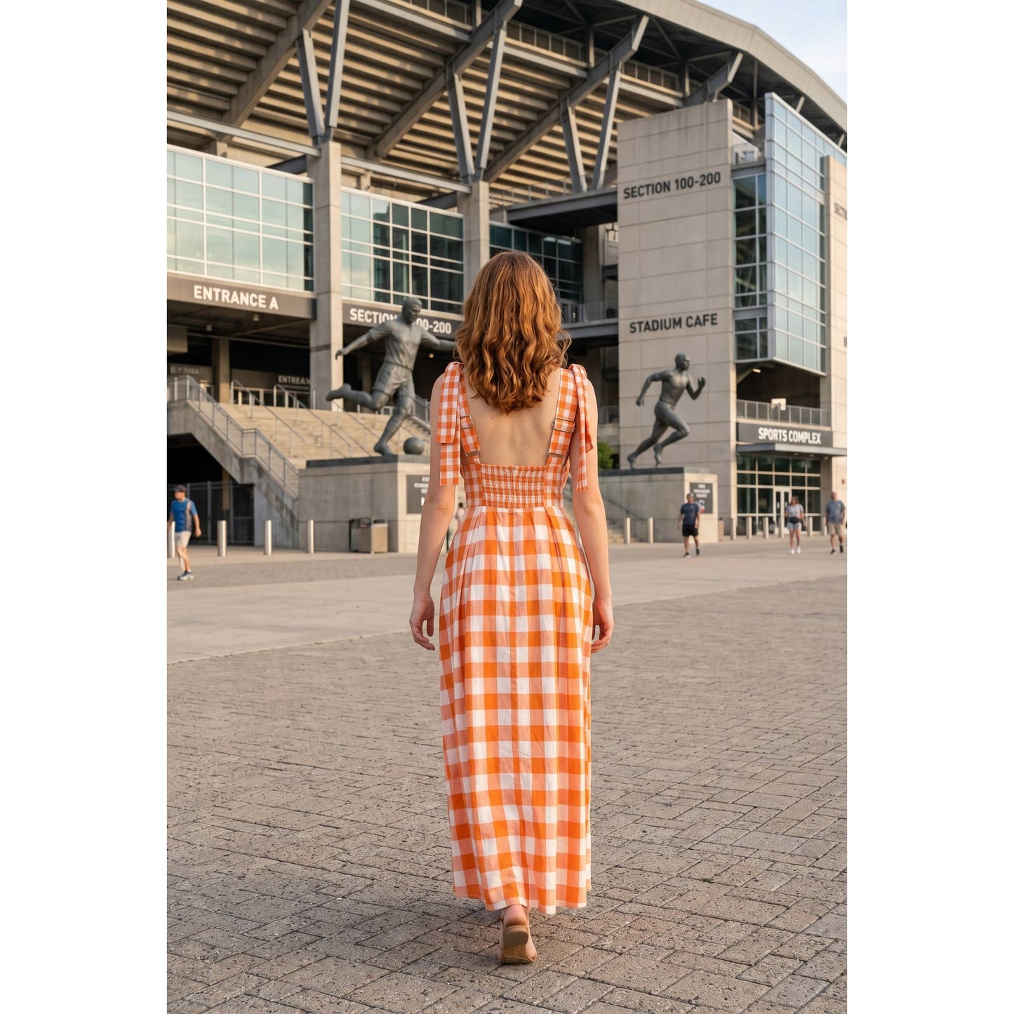 Orange Gingham Maxi Dress