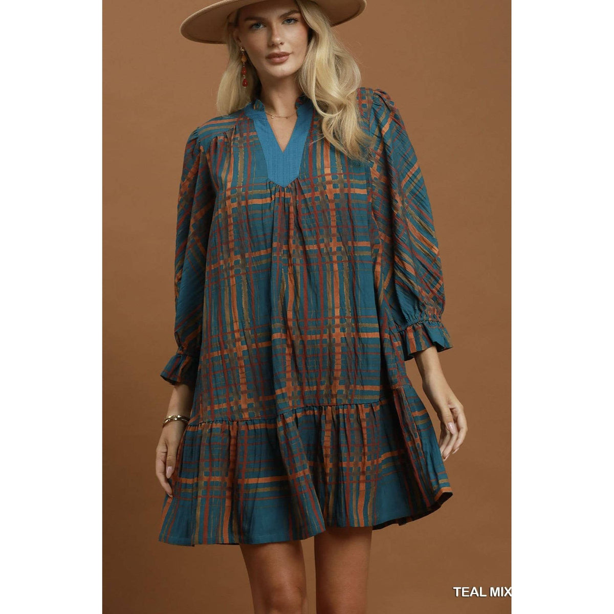 Mix Plaid Tiered Babydoll Dress