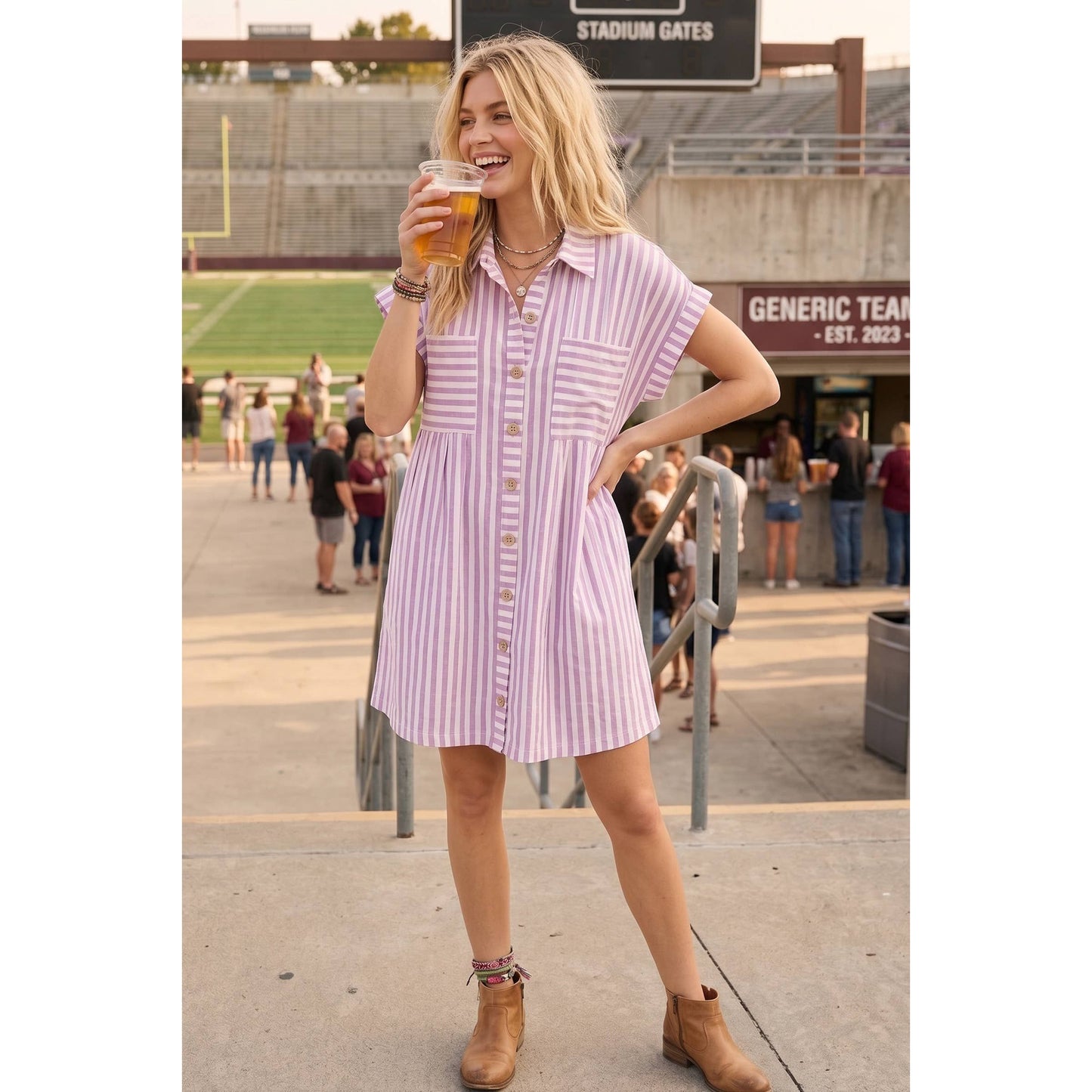 COTTON STRIPED TUNIC DRESS
