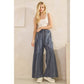 WASHED TIERED WIDE-LEG DRAWSTRING PANTS