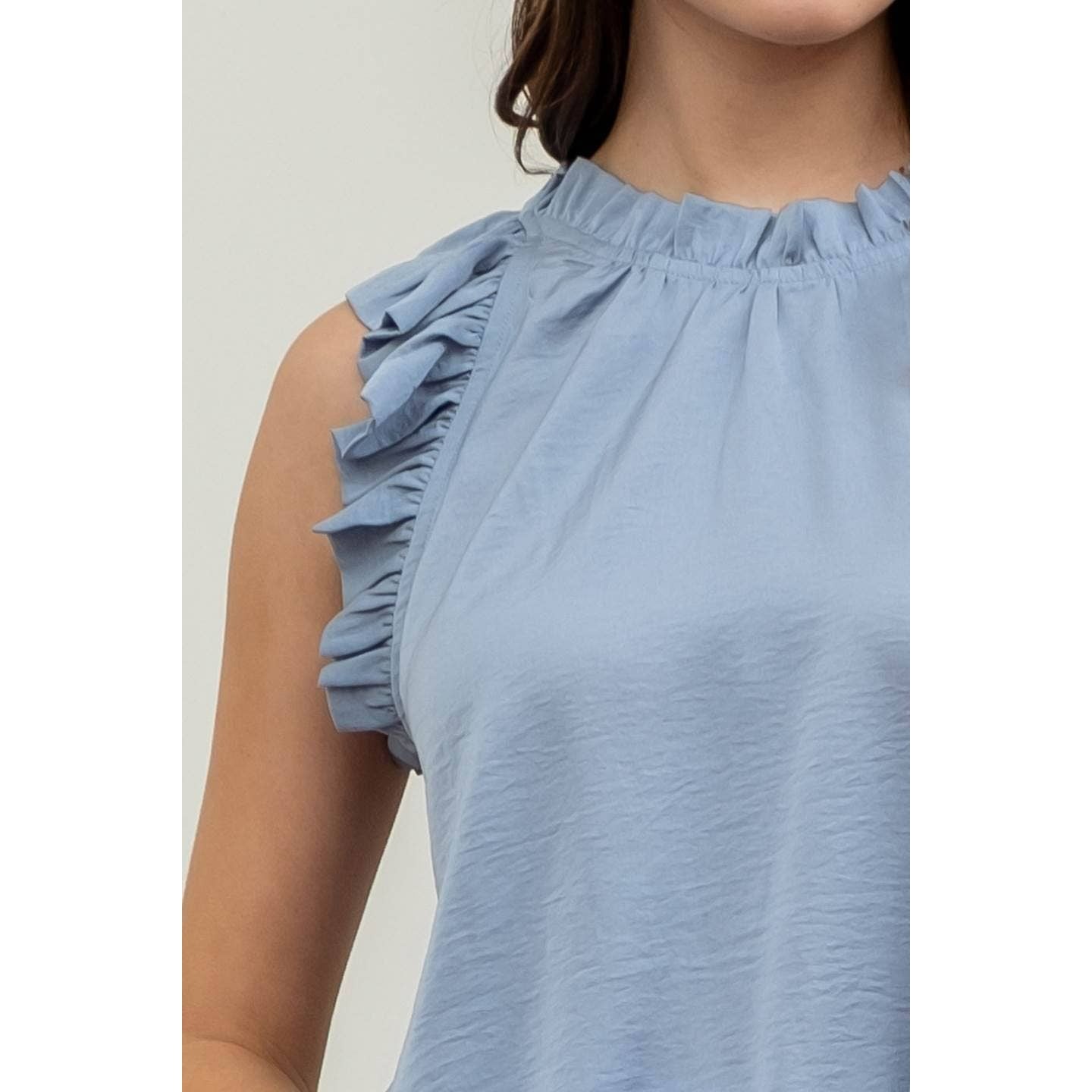 RUFFLE TRIM BLOUSE