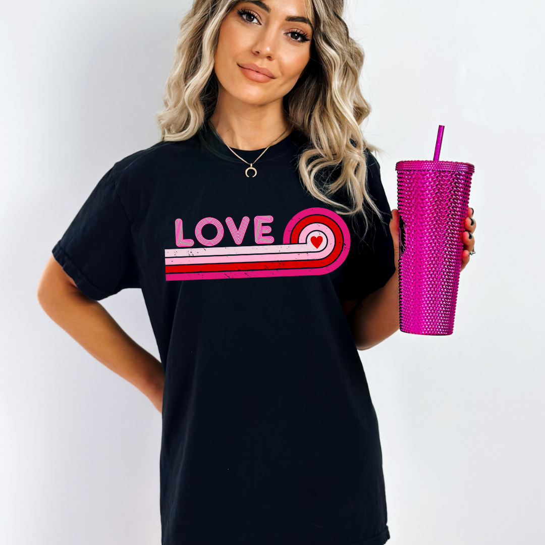 80s Retro Groovy Love Heart Valentine Tee