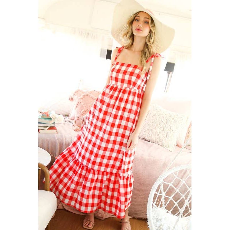 Gingham Ruffled Maxi Dress