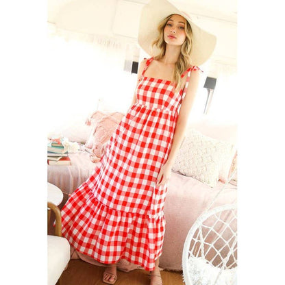Gingham Ruffled Maxi Dress