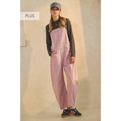Plus Pinstriped Barrel-leg Overalls