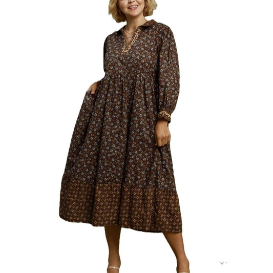 Plus Floral Mix Print Midi Dress