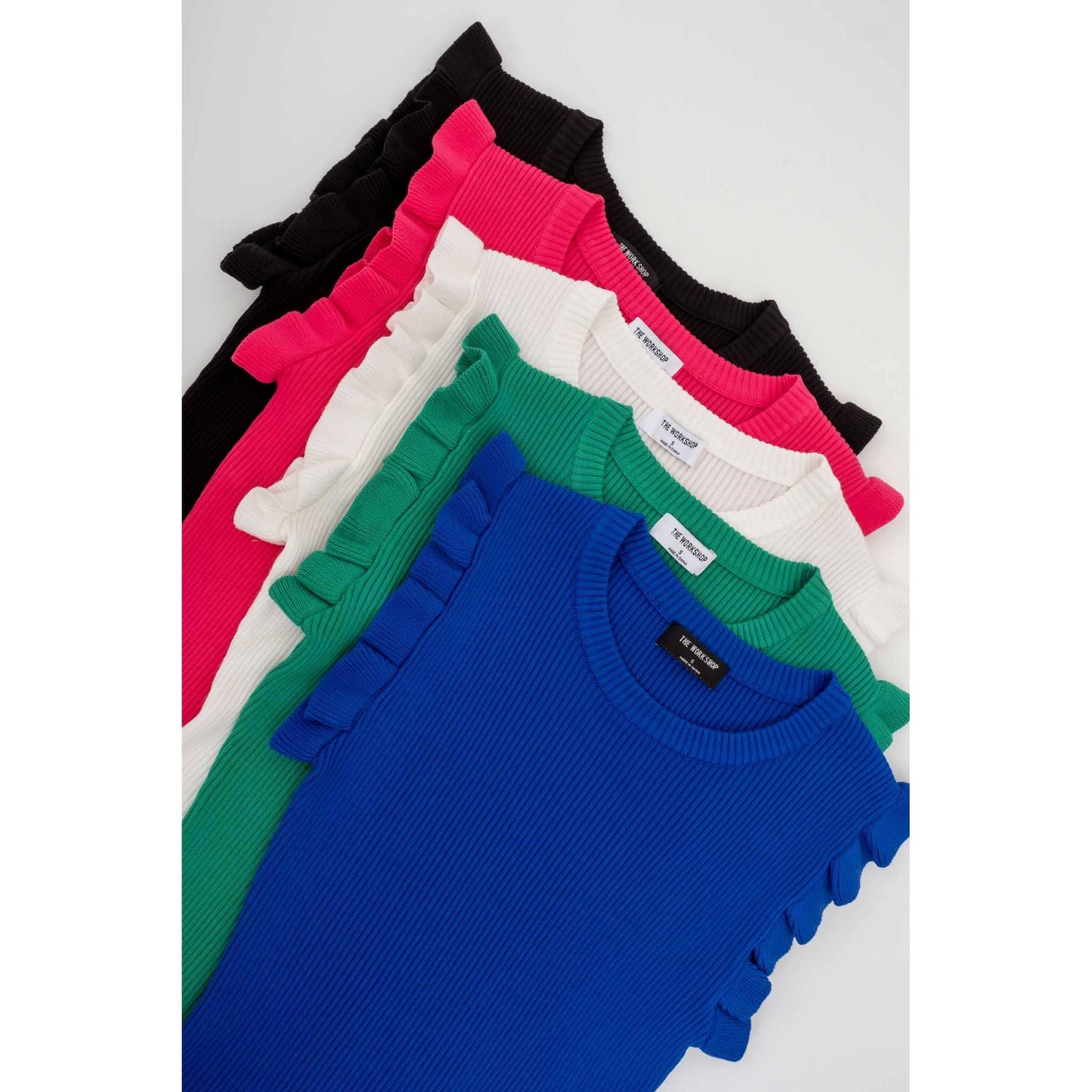RUFFLE SLEEVELESS SWEATER KNIT TOP